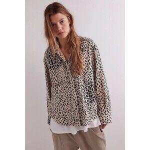 Free People We The Free Calico Flannel Shirt Top Leopard Printed XS NEW 285387